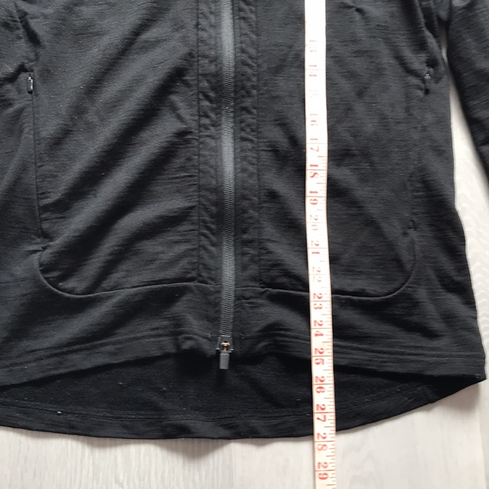 ICEBREAKER WOOL HOODED JACKET FRONT ZIP DARK BLACK WOMENS LARGE - Picture 10 of 14